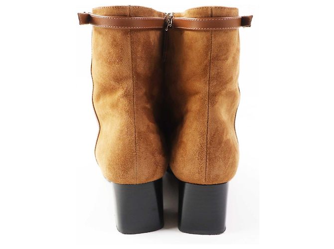 Hermès Botas de tornozelo de couro camurça Hermes marrom 38 - vista 3