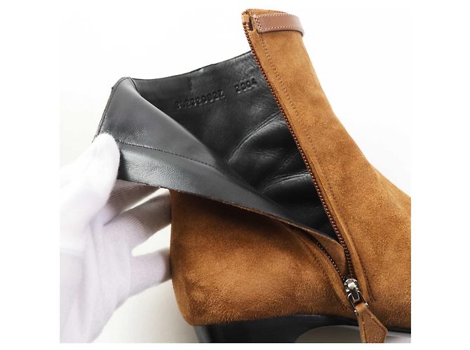 Hermès Botas de tornozelo de couro camurça Hermes marrom 38 - vista 7