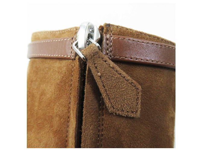Hermès Botas de tornozelo de couro camurça Hermes marrom 38 - vista 8