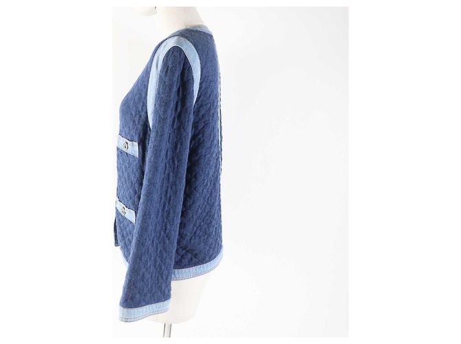 Chanel Cotton Viscose Rhinestone Button Denim Jacket - view 3