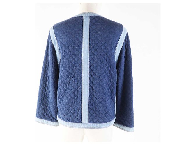 Chanel Cotton Viscose Rhinestone Button Denim Jacket - view 4