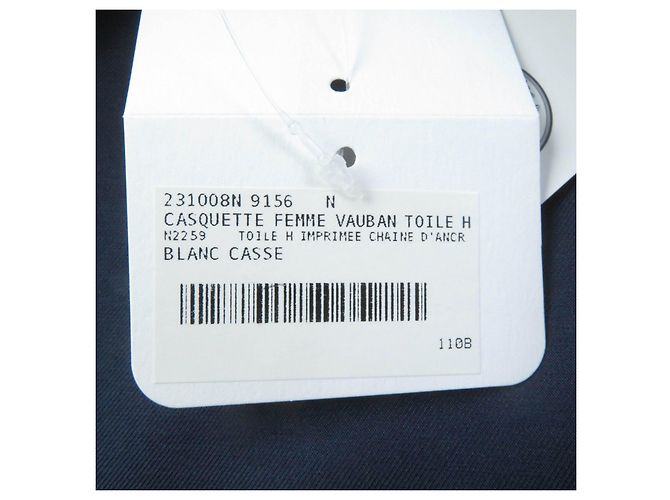 Hermès Cappello in cotone e poliuretano HERMES Vauban bianco e blu navy - vista 13