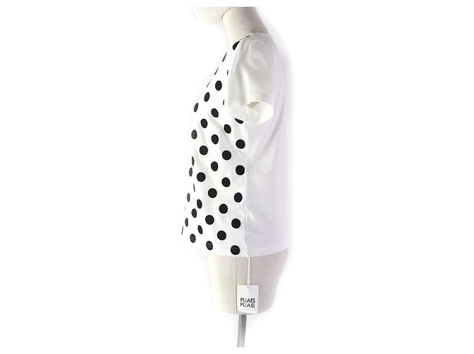 Issey Miyake Camiseta de cuello redondo para mujeres con patrón de puntos de algodón - vista 2