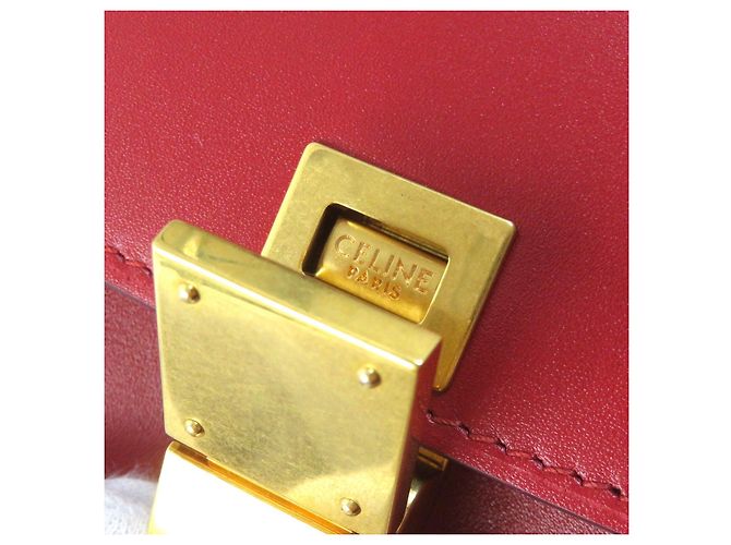 Céline Borsa a spalla in pelle Celine Classic Box Small Rosso - vista 10
