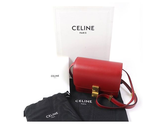 Céline Borsa a spalla in pelle Celine Classic Box Small Rosso - vista 2