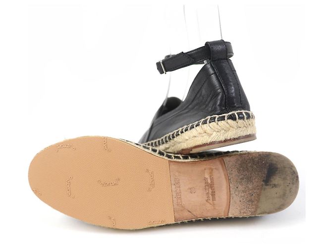 Hermès Hermes Leather Espadrilles Ankle Strap Black - view 6