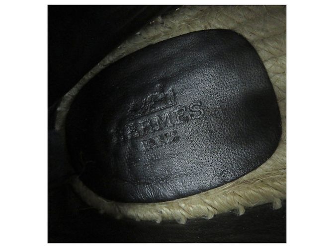 Hermès Hermes Leather Espadrilles Ankle Strap Black - view 9