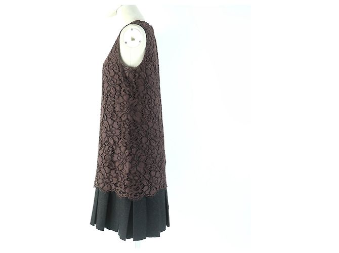 Vestido de mezcla de algodón, lana y angora Dolce & Gabbana marrón 40 Castaño - vista 2