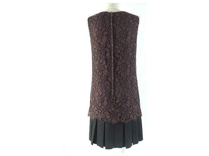 Vestido de mezcla de algodón, lana y angora Dolce & Gabbana marrón 40 Castaño - vista 3