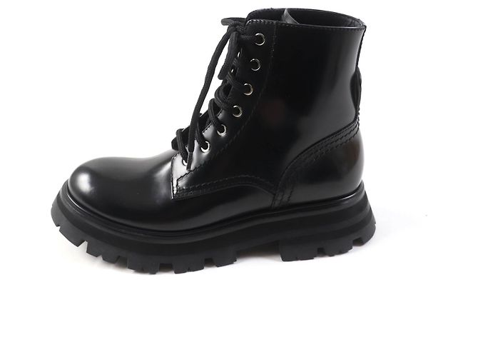 Alexander McQueen Leather Lace-up Boots Black - view 5
