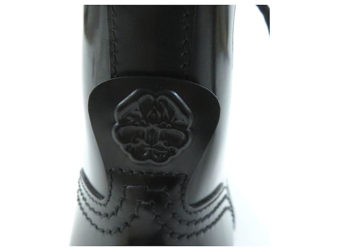 Alexander McQueen Leather Lace-up Boots Black - view 9