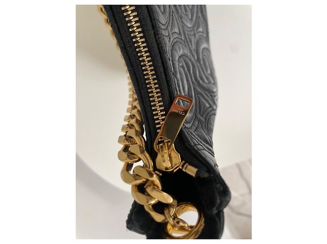Bolso de mano Céline Ava en cuero negro con cadena dorada - vista 5