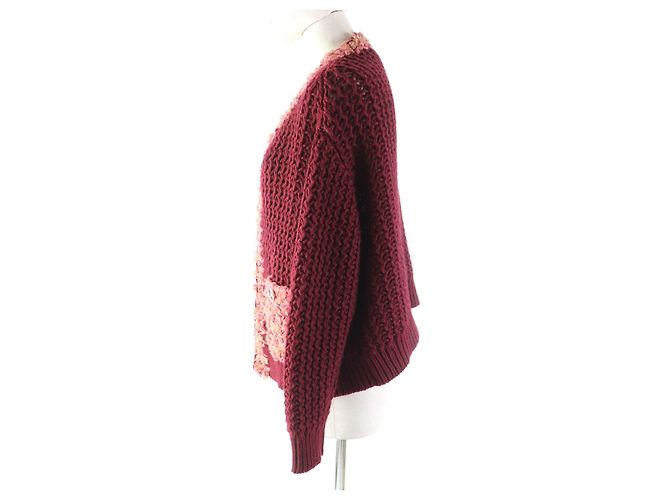 Chanel Cashmere-Woll COCO Mark Strickjacke Bordeaux - Ansicht 2