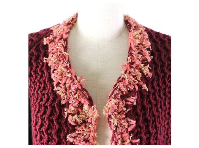 Chanel Cashmere-Woll COCO Mark Strickjacke Bordeaux - Ansicht 4