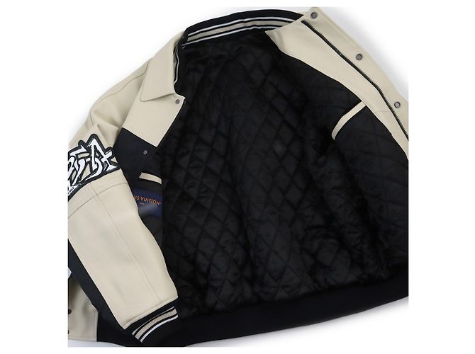 Giacca Blouson in Pelle e Nylon Louis Vuitton Marrone - vista 3