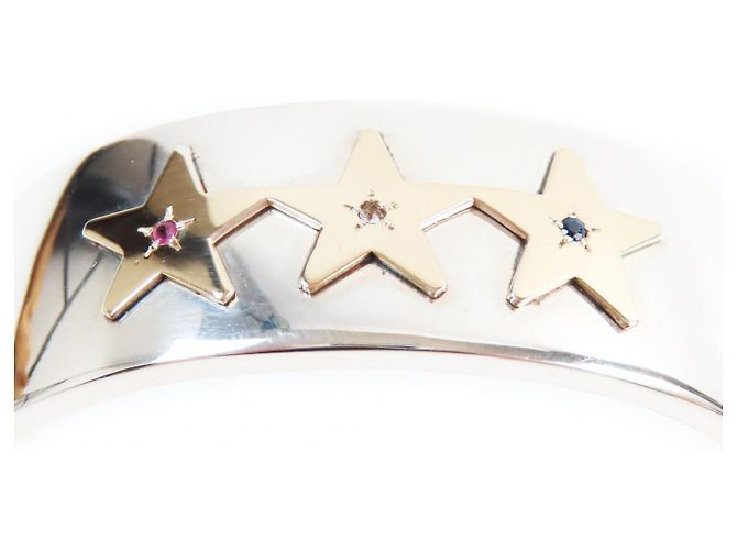 Tiffany & Co 3 Star Bangle Ruby Diamond Sapphire Silvery - view 7