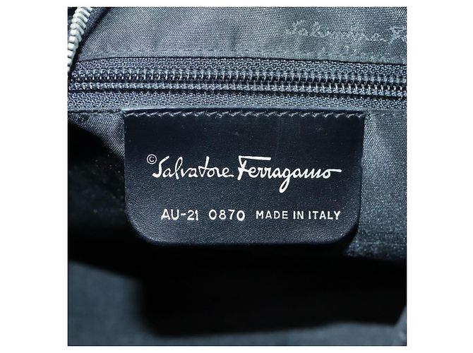 Bolso de hombro Gancini de nylon negro y plata de Salvatore Ferragamo Auth bs18811 - vista 12