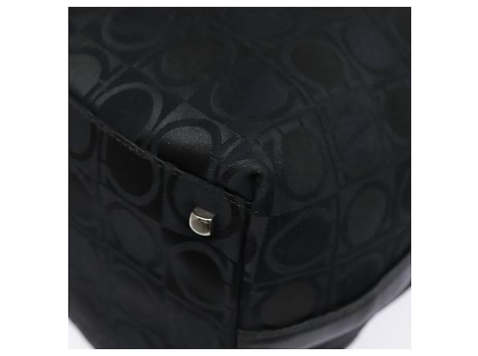 Bolso de hombro Gancini de nylon negro y plata de Salvatore Ferragamo Auth bs18811 - vista 14