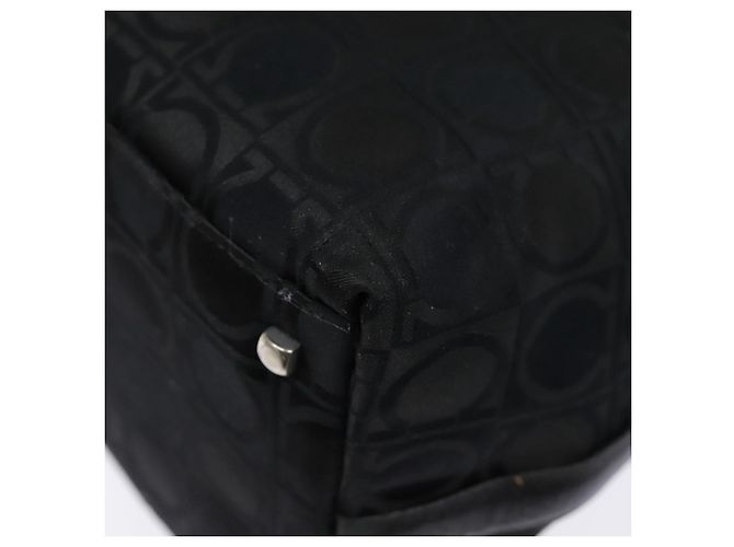Bolso de hombro Gancini de nylon negro y plata de Salvatore Ferragamo Auth bs18811 - vista 16