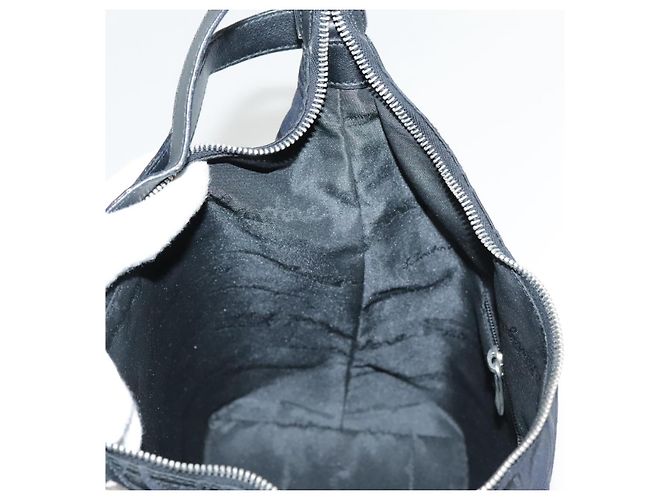 Bolso de hombro Gancini de nylon negro y plata de Salvatore Ferragamo Auth bs18811 - vista 19