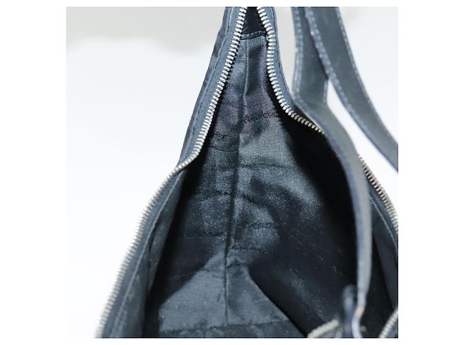 Bolso de hombro Gancini de nylon negro y plata de Salvatore Ferragamo Auth bs18811 - vista 20