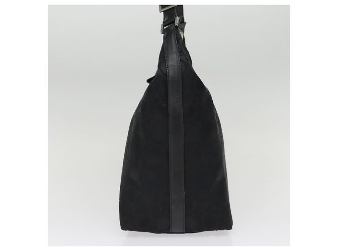 Bolso de hombro Gancini de nylon negro y plata de Salvatore Ferragamo Auth bs18811 - vista 3
