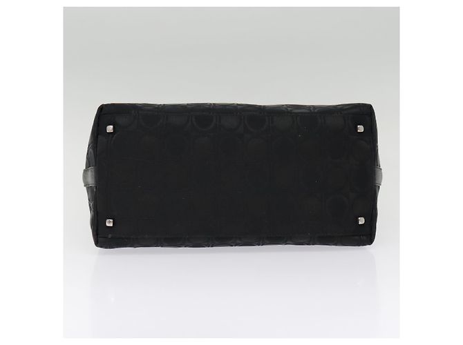 Bolso de hombro Gancini de nylon negro y plata de Salvatore Ferragamo Auth bs18811 - vista 5
