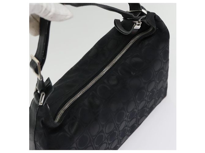 Bolso de hombro Gancini de nylon negro y plata de Salvatore Ferragamo Auth bs18811 - vista 6