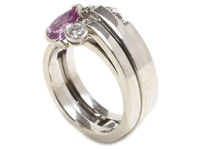 Anillo de oro blanco, zafiro rosa y diamante de Chaumet - vista 2