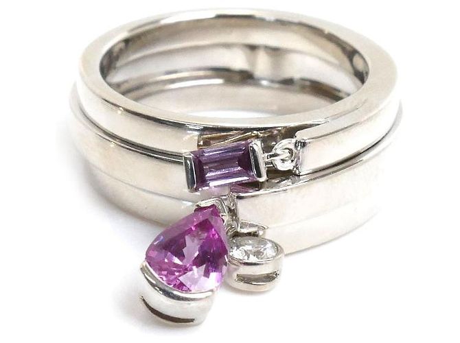 Anillo de oro blanco, zafiro rosa y diamante de Chaumet - vista 3