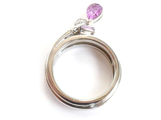 Anillo de oro blanco, zafiro rosa y diamante de Chaumet - vista 4