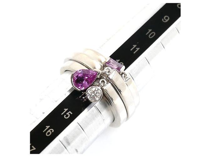 Anillo de oro blanco, zafiro rosa y diamante de Chaumet - vista 6