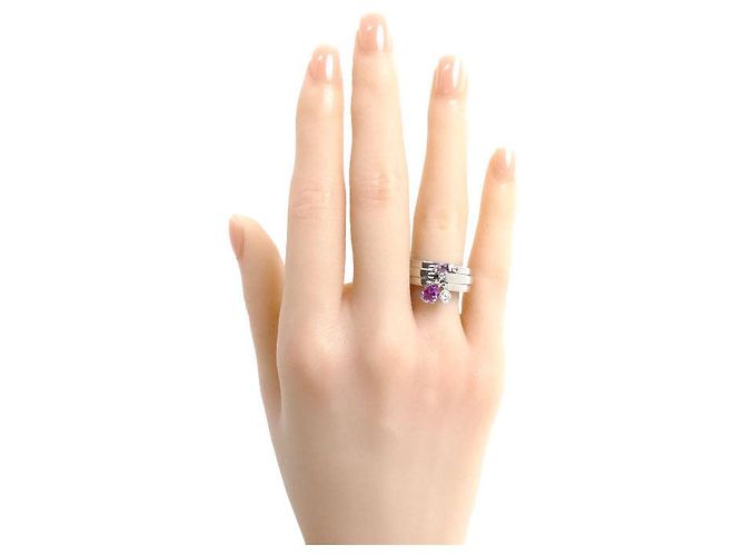Anillo de oro blanco, zafiro rosa y diamante de Chaumet - vista 7