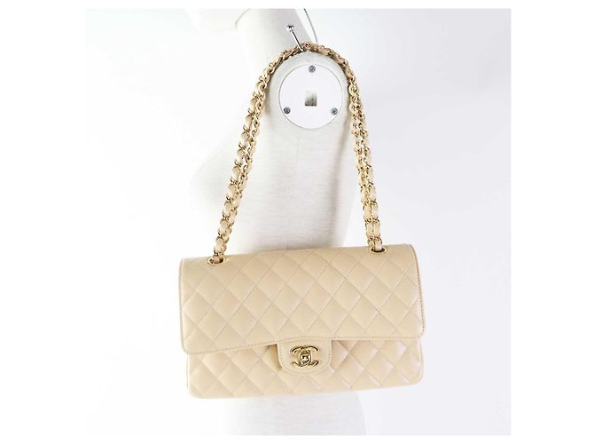 Borsa a spalla in pelle di caviale Chanel Beige - vista 3