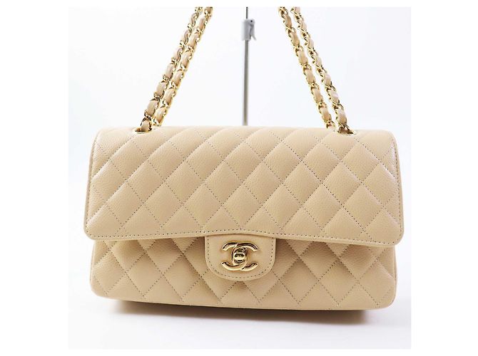 Borsa a spalla in pelle di caviale Chanel Beige - vista 4