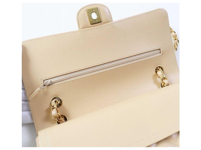 Borsa a spalla in pelle di caviale Chanel Beige - vista 8