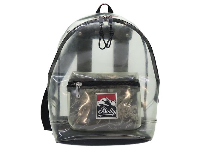 BALLY Zaino in Vinile Trasparente Nero Argento Auth bs18516 - vista 13