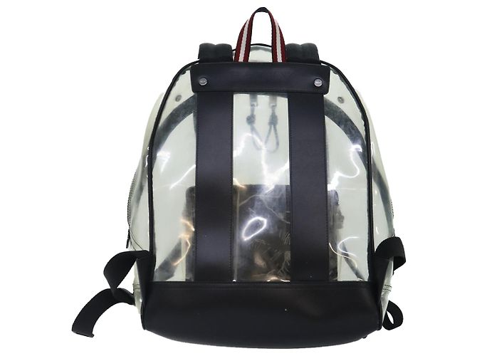 BALLY Zaino in Vinile Trasparente Nero Argento Auth bs18516 - vista 2