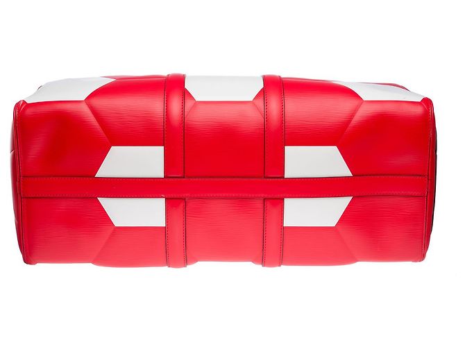 Borsa LOUIS VUITTON Keepall in Pelle Rossa - 102180 Rosso - vista 10