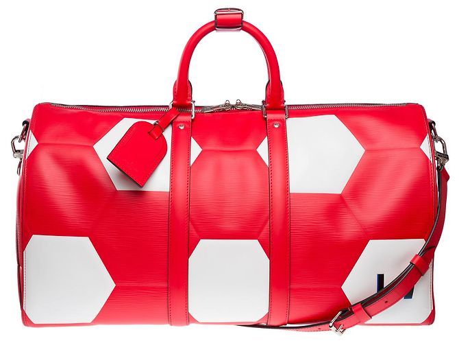 Borsa LOUIS VUITTON Keepall in Pelle Rossa - 102180 Rosso - vista 2