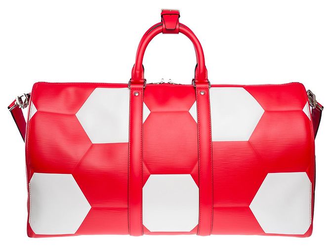 Borsa LOUIS VUITTON Keepall in Pelle Rossa - 102180 Rosso - vista 3