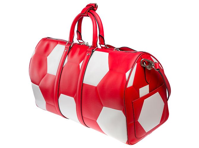 Borsa LOUIS VUITTON Keepall in Pelle Rossa - 102180 Rosso - vista 5