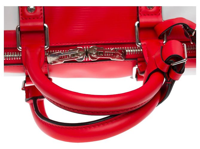 Borsa LOUIS VUITTON Keepall in Pelle Rossa - 102180 Rosso - vista 9