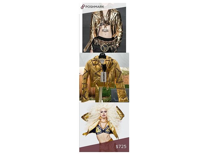 Balmain pour H&M Moschino for H&M Leather Biker Gold Jacket NWT Moschino Golden Gold hardware - view 10