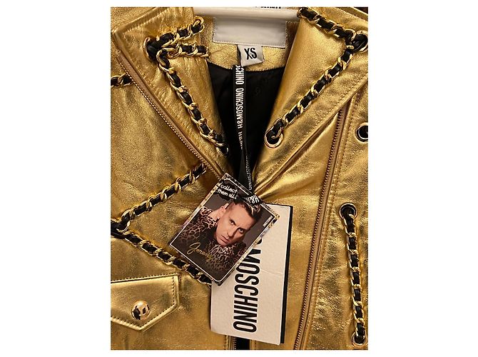 Balmain pour H&M Moschino for H&M Leather Biker Gold Jacket NWT Moschino Golden Gold hardware - view 4