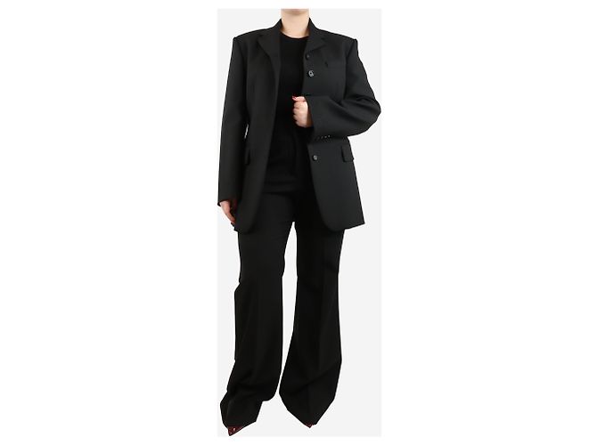 Sportmax Conjunto de traje de lana negra de dos piezas - tamaño UK 16 - vista 3