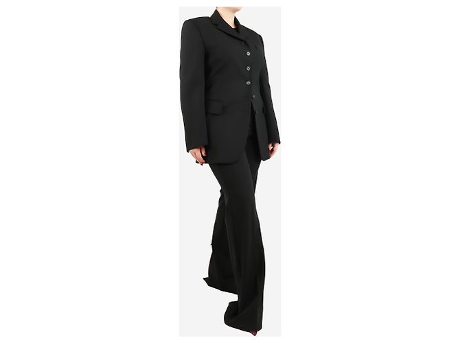 Sportmax Conjunto de traje de lana negra de dos piezas - tamaño UK 16 - vista 4