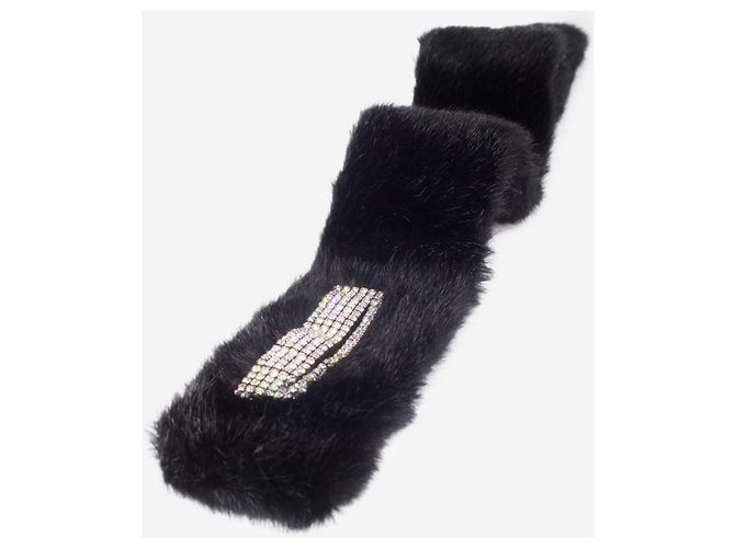 Swarovski Gola de pele falsa preta com cristais - vista 3
