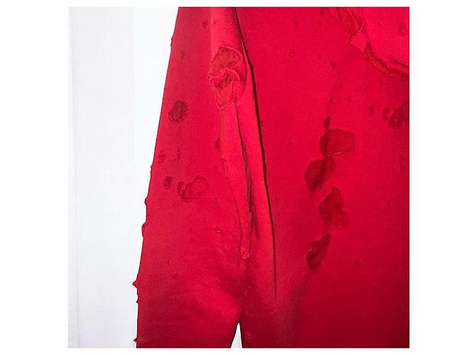 Authentischer Givenchy 17 AW Riccardo Tisci roter beschädigter verarbeiteter Hoodie - Ansicht 11