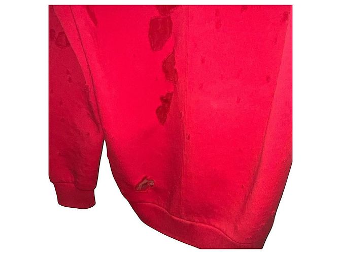 Authentischer Givenchy 17 AW Riccardo Tisci roter beschädigter verarbeiteter Hoodie - Ansicht 12